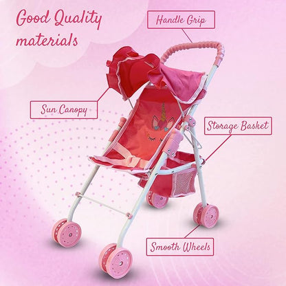 My First Baby Doll Stroller for Toddlers 3 Year Old Girls, Little Kids | Folding Baby Stroller for Dolls