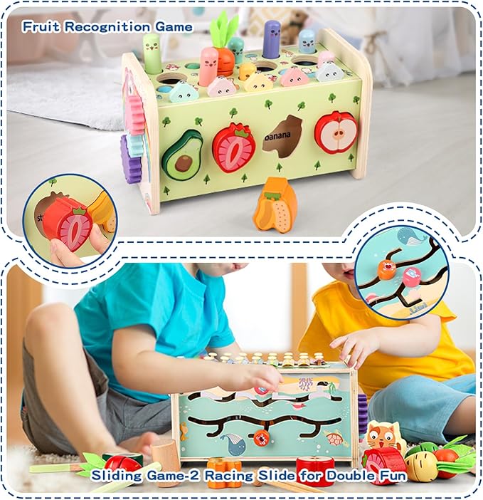 10 in 1 Montessori Toys for 1+ Year Old Wooden 1 2 3