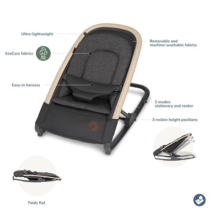 Maxi-Cosi Kori 2-in-1 Baby Bouncer Seat for Infants, Baby Rocker Chair, Portable Baby Bouncer, Classic Graphite