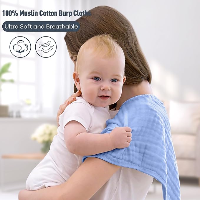 Yoofoss Muslin Burp Cloths for Baby 10 Pack 100% Cotton 20''X10'' Super