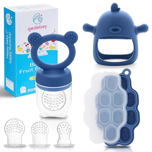 Baby Fruit Feeder Pacifier - 3 Pack | 1 Baby Food Feeder & 1 Baby Teether & 1 Baby Popsicle Molds