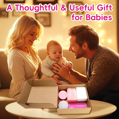 Cradle Cap Brush for Babies, Baby Bath Essentials with Silicone Scrubber Bath Sponge Dual-Sided Comb for Newborns Toddlers Boys Girls (Pink, Set of 5)