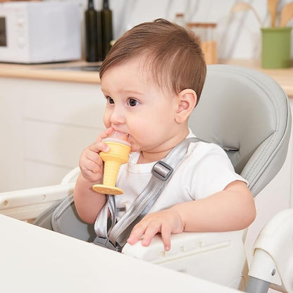 Smily Mia Baby Fruit Food Feeder & Freezer Teether Combo, Icy Bite Ice Cream Teether for Baby Cooling Relief Feeding,3 Month+,Choclate