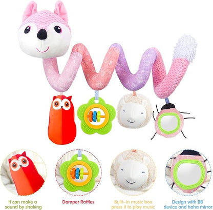 Infant Baby Pink Fox Spiral Activity Plush"