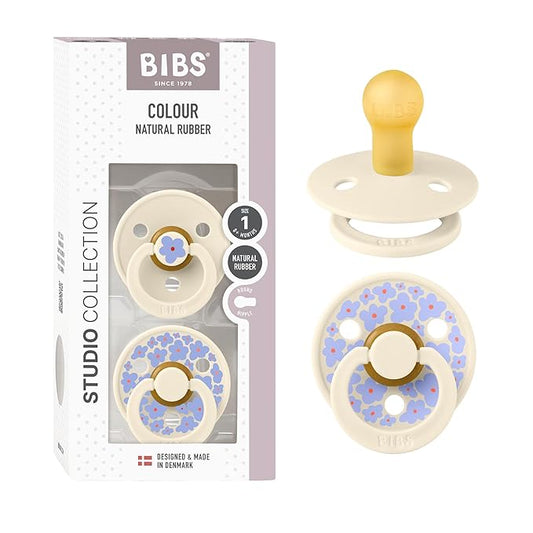 BIBS Pacifiers - Colour Studio 2 Pack | Round Nipple Baby Pacifier 0+ Months