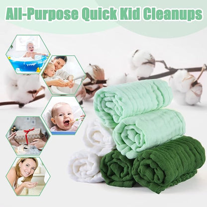 MUKIN Baby Washcloths - Soft Face Cloths for Newborn, Absorbent Bath Face Towels 6-12x12 inches