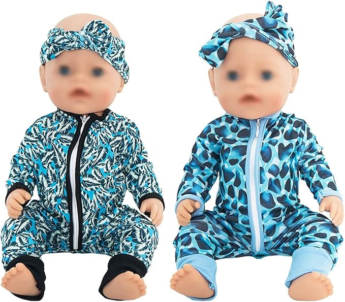 SOTOGO 5 Sets Doll Clothes Outfits Jumpsuits with 5 Headbands 14 to 17 Inch 15 Inch 18 Inch