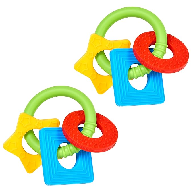 Dr. Brown's Learning Loop, Baby Teether Ring with Multiple Shapes & Textures 100% Silicone, 3m+ (Pack 2)