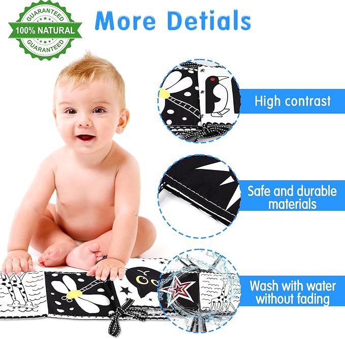 Baby Toys Black and White High Contrast Newborn Toys for 0-6, 6-12 Months