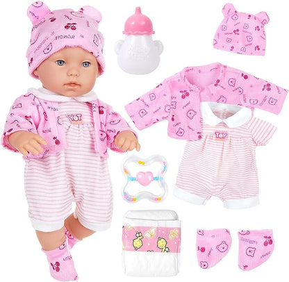 12 Inch Baby Doll Playset with Reborn Baby Dolls Clothes