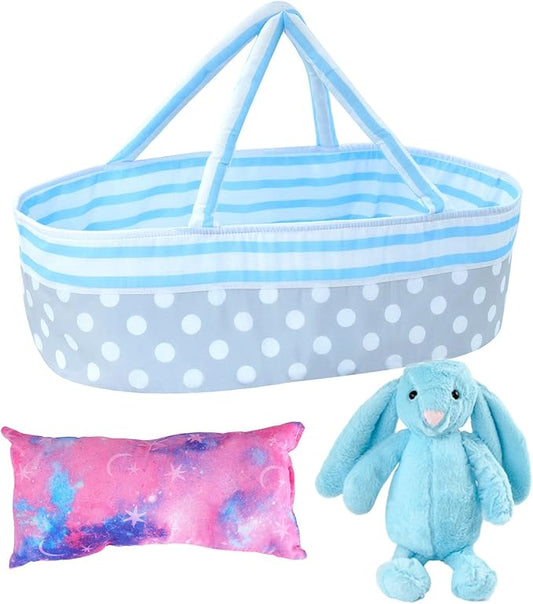 BABESIDE Reborn Baby Dolls Bassinet with Handle Foldable Baby Doll 17-22 inch
