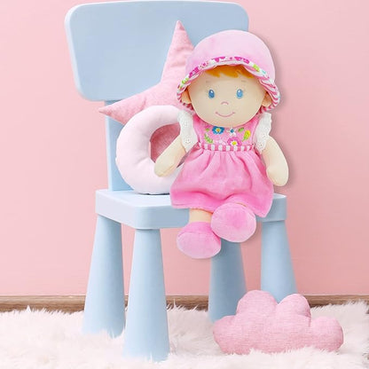 June Garden 12" Soft Dolly Emilia - Stuffed Soft Baby Doll Gift for 1 2 3 Year Old Girls