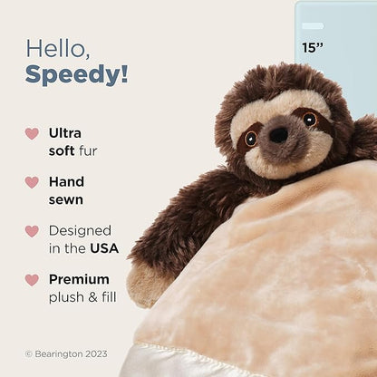 Bearington Baby Speedster Snuggler, 15 Inch Sloth Plush Stuffed Animal