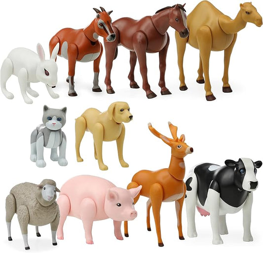Beverly Hills Doll Collection Farm Animal Toys Set of 10, Large Toy Farm Animals for Toddlers