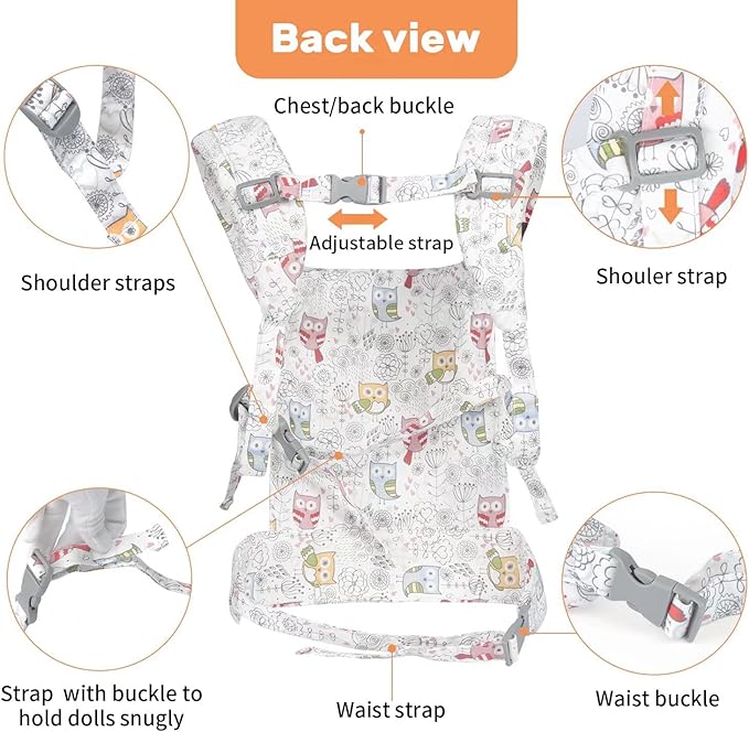 Baby Doll Carrier for Baby Girl Premiums Soft Cotton Straps 18 inch