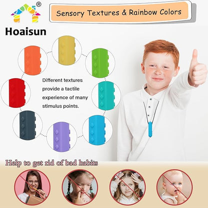 Chew Necklaces for Sensory Kids, 8 Pack Chewy Necklace Sensory Boys and Girls with Autism