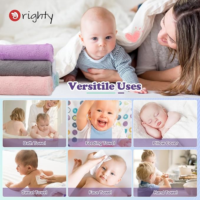 Orighty Baby Washcloths 18-Pack, Premium Microfiber Baby Bath Face Towels 9x9 Inch