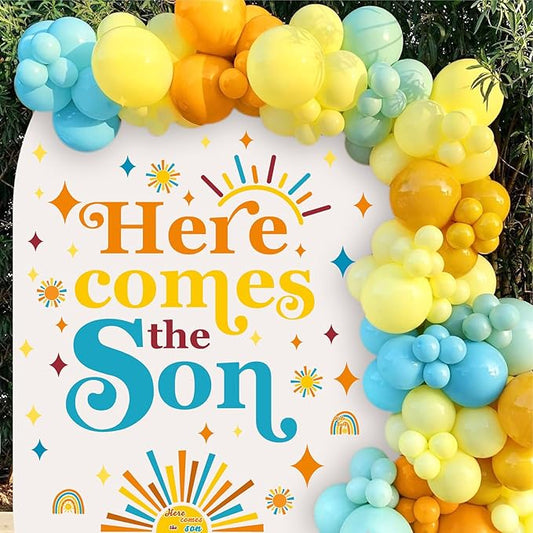 Here Comes The Son Party Decal Baby Shower Backdrop Stickers
