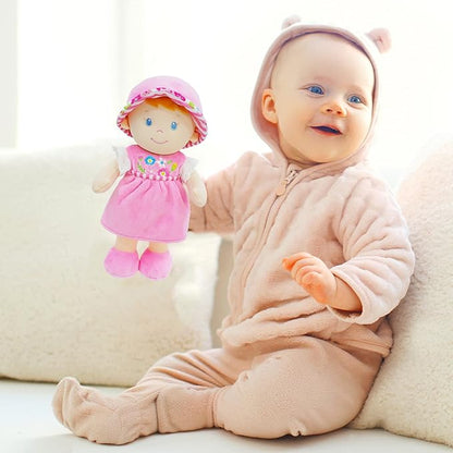June Garden 12" Soft Dolly Emilia - Stuffed Soft Baby Doll Gift for 1 2 3 Year Old Girls