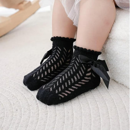 Baby Girls' Socks Toddler Ankle Socks Infant Princess Bow Mesh 5 Pairs
