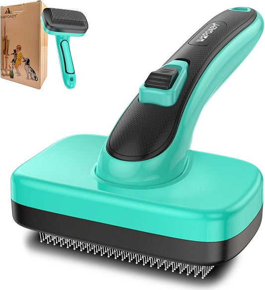 Dogs Self Cleaning Slicker Brush for Shedding & Grooming Short Long Haired Pets, Removes Loose Fur, Undercoat, Mats, Tangled for Large Medium Small Sensitive Skin of Cats. Easy to Cleaning