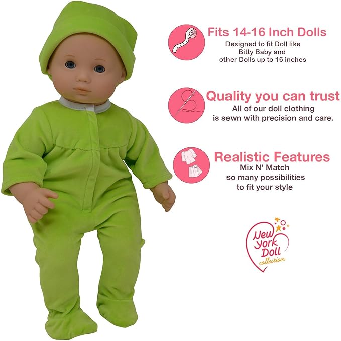 Baby Doll Clothes New Born Baby Doll Outfits for 14 15 and 16 inch Dolls Includes Doll Accessories Bottle, Pacifier