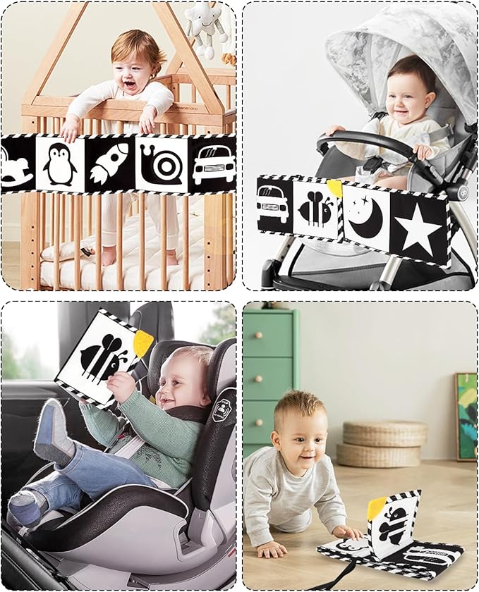 Newborn Toys, High Contrast Baby Books with Teether 0-6-12 Months