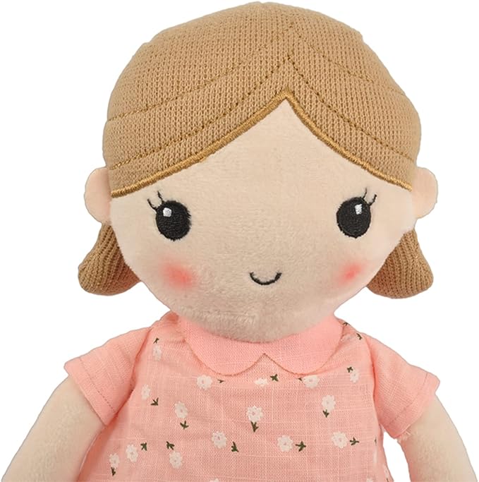 Linzy Toys, Soft Plush Light Pink Blue Emily Rag Doll for Girl 15" My (89835)