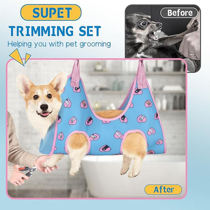 Supet Dog Grooming Hammock Harness for Cats Dogs, Relaxation Pet Grooming Hammock Restraint Dog & Small Animal Leashes Sling for Grooming Dog Grooming Helper for Nail Trimming Clipping Grooming S