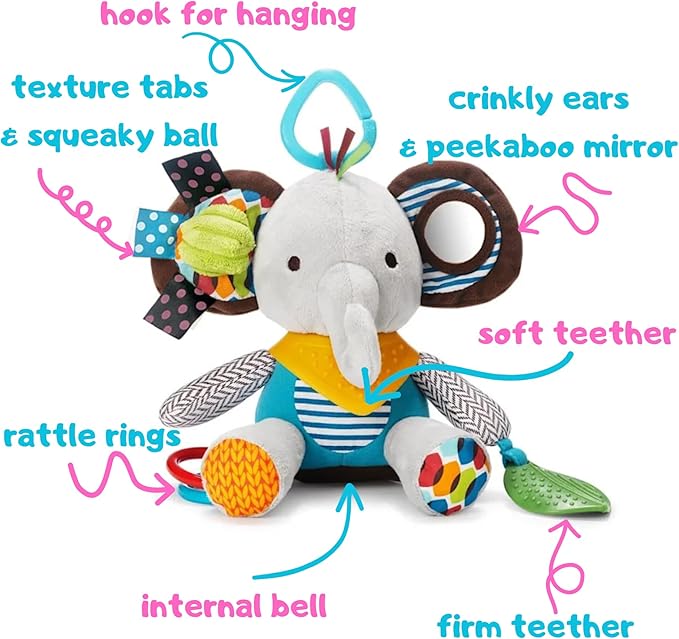 Maple Toys - 5-in-1 Multi-Sensory Plush Toy with Teethers, Rattles