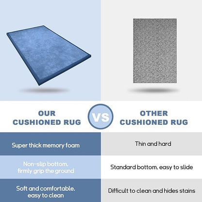 Baby Play Mat Coral Velvet Nursery Rug - 6’7” X 5’11” Memory Foam Area Rug Soft Padded Carpet