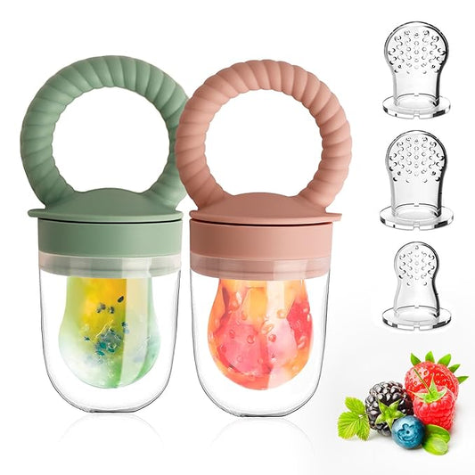 Baby Solids/Frozen Fruit Feeder Pacifier, Infant Teether Toy 4M+ 2-Pack (Ring