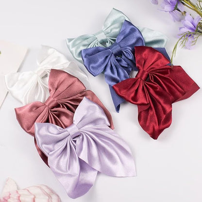 5 Inch Large Satin Hair Bows Alligator Hair Clips, Swallowtail 8Pcs for satin8pcs)