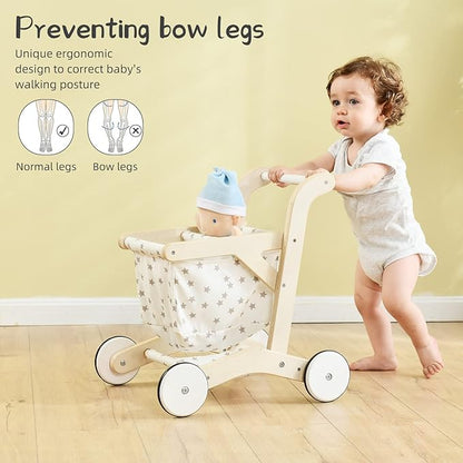 labebe Baby Push Walker Doll Stroller, Push Toy for Toddler 1 Years 15.2 * 18.7 * 19.7