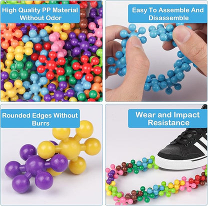 NEOACT 600 PCS Building Blocks Connect Toys,Interlocking Solid Plastic Educational Toys Sets for Preschool Kids Boys and Girls Aged 3+, Promote Fine Motor Skills and Sensory Development.