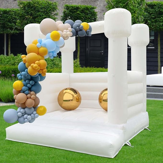 White Bounce House 8x8x8 FT Inflatable Indoor Bounce House 3-12,PVC White