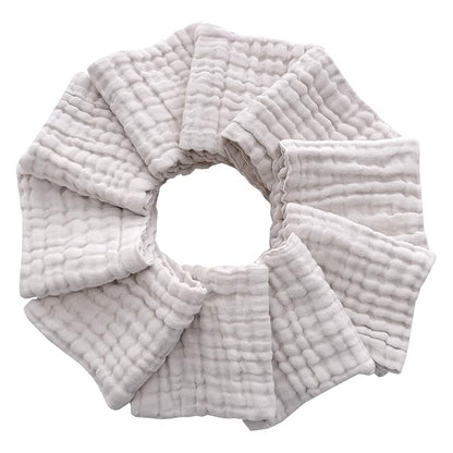 MUKIN Baby Washcloths - Natural Cotton Baby Wipes 10 Pack 12x12 inches