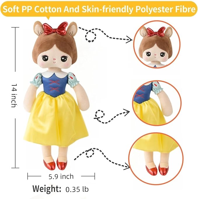 Princess Dolls, Baby Girl Plush Rag Doll Figure Toys 14" Soft