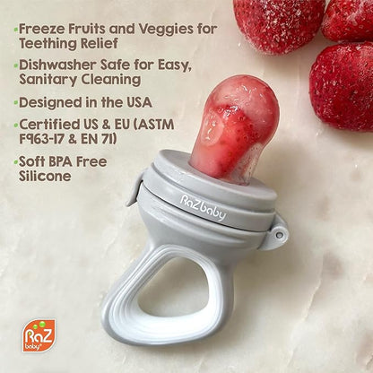 RaZbaby Baby Solids/Frozen Fruit Feeder Pacifier, Infant Teether Toy 6M+