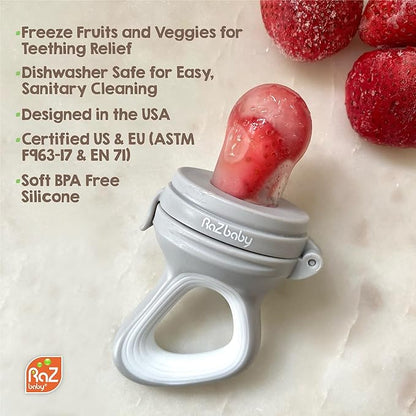 RaZbaby Baby Fruit Feeder/Food Feeder Pacifier, Infant Teething Toy Teether 6M+