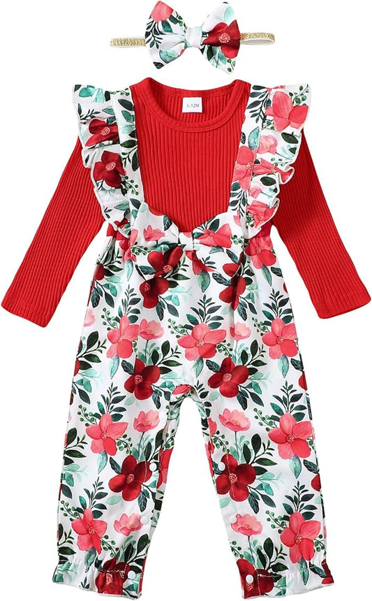 Newborn Baby Girls One Piece Romper Jumpsuit Cute Floral Print