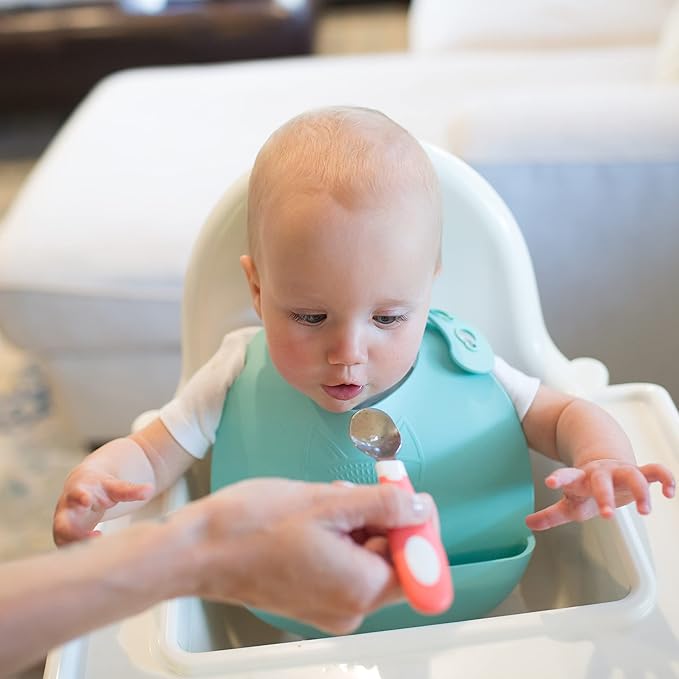 Dr. Brown's Designed to Nourish Soft-Grip Spoon and Fork Set,Coral