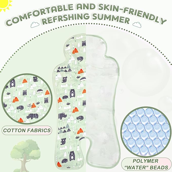 Pinkunn Gel Car Seat Baby Cooling Pad for Summer Breathable Stroller Cooler Pad Multifunctional Carseat Cooling Mat for Baby Child Dining Chair Safety Seat Stroller(Green,Forest)