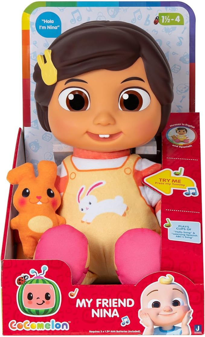 CoComelon My Friend Nina Doll, Soft Plush Body - Music