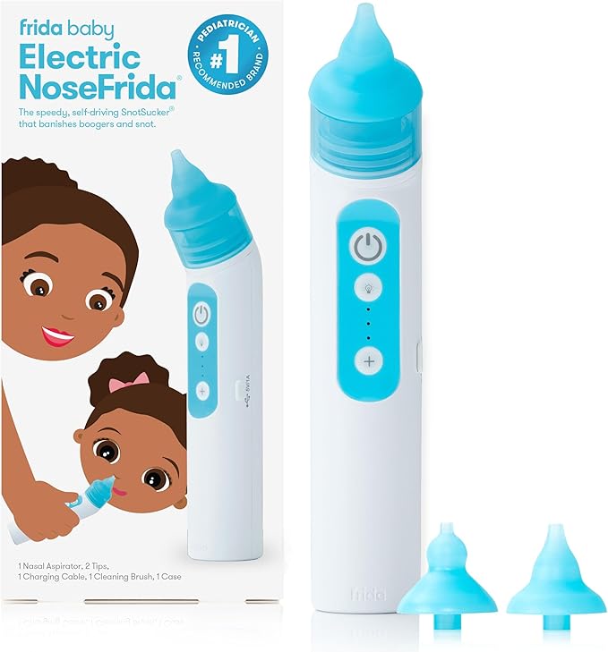 Frida Baby Electric NoseFrida Nasal Aspirator for Baby, Nose Sucker for Allergy Relief for Baby & Toddler 3 Suction 2 Silicone