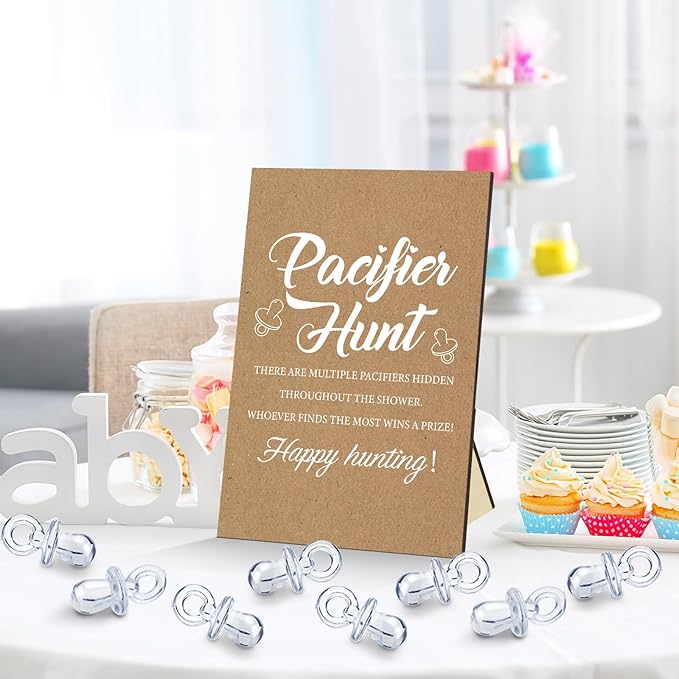 Thyle 51 Pcs Pacifier Hunt Baby Shower Games Include Baby 50 Acrylic