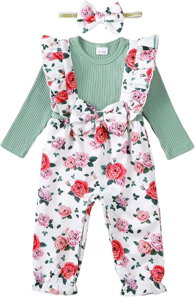 Newborn Baby Girls One Piece Romper Jumpsuit Cute Floral Print