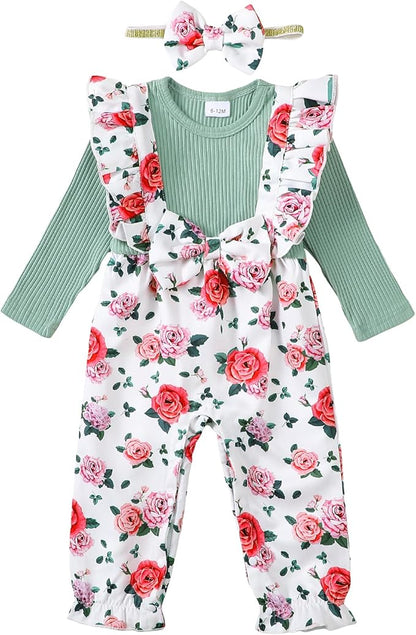 Newborn Baby Girls One Piece Romper Jumpsuit Cute Floral Print