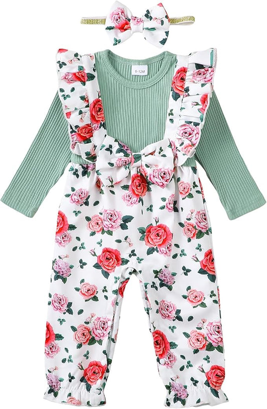 Newborn Baby Girls One Piece Romper Jumpsuit Cute Floral Print
