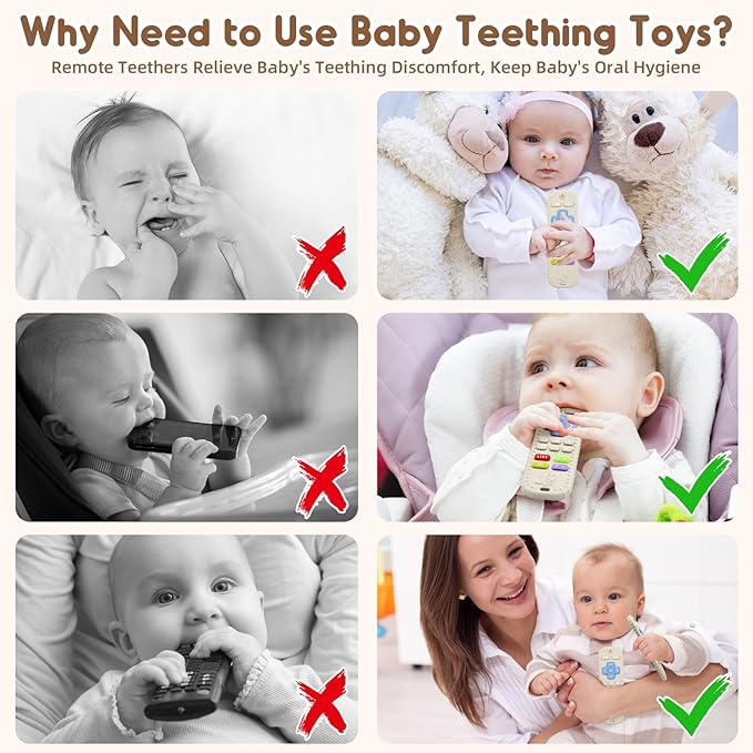 Teething Relief Teethers Toys for Babies 3-6 12 Months Gifts, Silicone Remote Control Baby Teether Toys for 3 6 9 Months Newborn Infant Boy Girl Autism